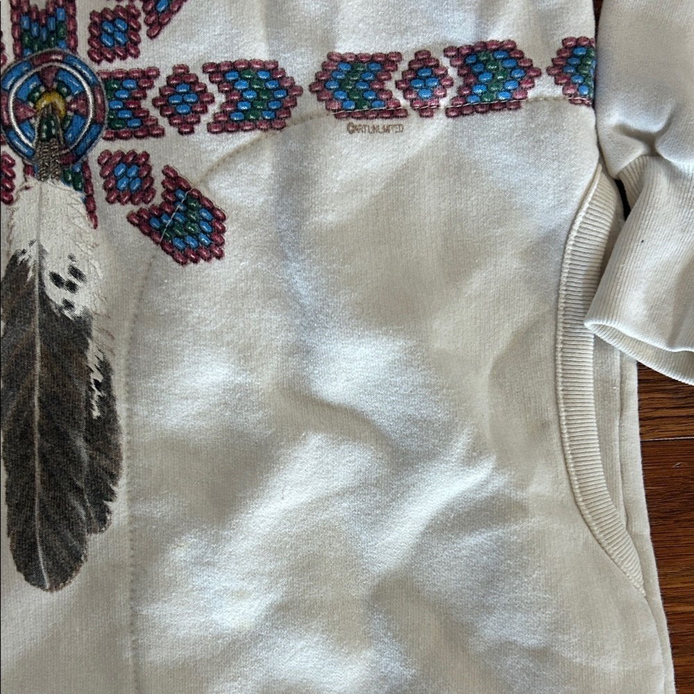 Vintage 90s Native American Unlimited Sportswear All Over Sweatshirt W/ Pockets - Picture 4 of 10